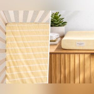 Burt's Bees Baby | Crib + Changing Pad Sheet Set | Soft Yellow | Organic Cotton